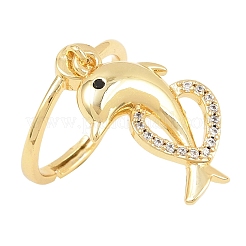 Регулируемые латунные кольца-подвески с микропаве из кубических цирконий для женщин&nbsp;LS-RJEW-A090-01A-G