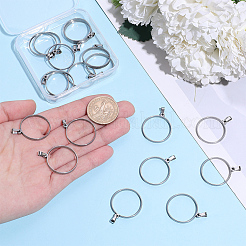 20 pendentif à lunette arrière ouverte en acier inoxydable 304&nbsp;PALLOY-BBC00008
