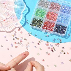 1080 шт. 9-х цветные гальванизированные прозрачные стеклянные бусины&nbsp;GLAA-CJ0002-84