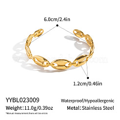 Brazaletes abiertos de acero inoxidable 304 con diseño de grano de café para mujer&nbsp;GC3572