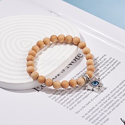 Bracelet extensible rond en perles de bois naturel&nbsp;BJEW-JB08259