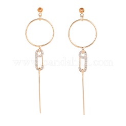 Латунные микро-паве прозрачные серьги-гвоздики из циркония&nbsp;KK-S364-144