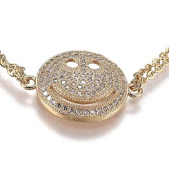 Braccialetti in ottone con micro pavé di zirconi trasparenti&nbsp;BJEW-Z003-20G