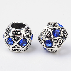 Legierung Rhinestone Unterlegscheibe großes Loch European Beads&nbsp;X-MPDL-R036-80