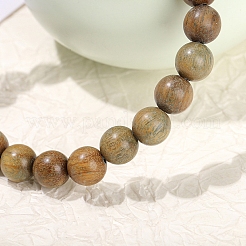 Bracelets extensibles en bois de santal naturel avec perles rondes pour hommes et femmes&nbsp;PW-WG55664-03