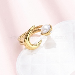 Anillos de puño de imitación de perlas acrílicas opacas&nbsp;RJEW-P177-03D-G