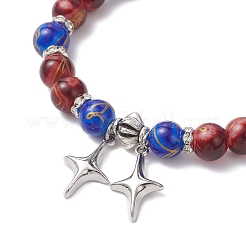 Круглый стеклянный бисер браслеты простирания&nbsp;BJEW-JB12648