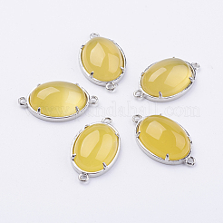 Соединители звеньев латунные натуральные / синтетические драгоценные камни&nbsp;G-E398-03A