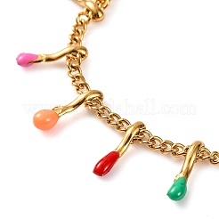 Braccialetti con ciondolo ovale in smalto colorato in acciaio inossidabile 304 per donna&nbsp;BJEW-G711-08G