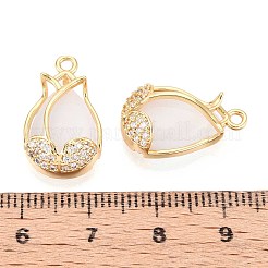 Messing-Micro-Pavé-Anhänger mit klarem Zirkonia-Katzenauge&nbsp;KK-T071-16G-A01