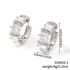 Boucles d'oreilles créoles carrées en acier inoxydable et zircon cubique&nbsp;II4770-1