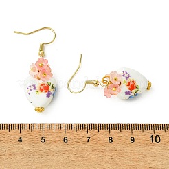 Pendientes colgantes de porcelana y cuentas acrílicas hechos a mano para mujer&nbsp;EJEW-JE07329-01