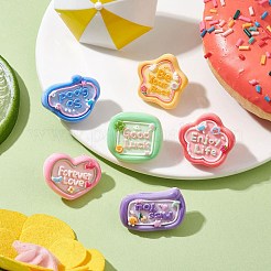 6 шт. 6 стиля смешанной формы со словами из непрозрачной смолы для рисования&nbsp;AJEW-TB00015