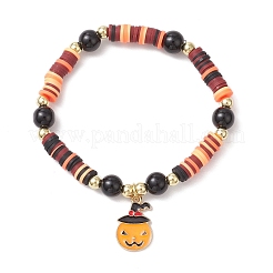 6 шт. набор браслетов ручной работы из полимерной глины с бусинами на тему Хэллоуина&nbsp;BJEW-JB12114