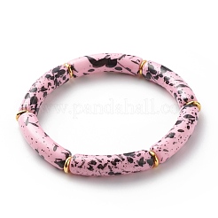 Braccialetto elastico con perline in tubo curvo acrilico&nbsp;BJEW-JB08443