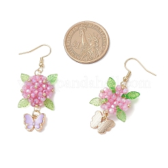 Серьги-подвески в виде цветка и бабочки из нержавеющей стали 304&nbsp;EJEW-MZ00455-05