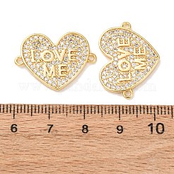 Латунные подвески-шармы с микропаве из прозрачных кубических цирконий в форме сердца со словами «люби меня»&nbsp;KK-K408-60G