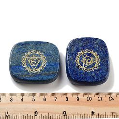 Natürliches Lapislazuli-Rechteck mit Chakra-Zeichenfiguren als Dekoration&nbsp;DJEW-K025-02F