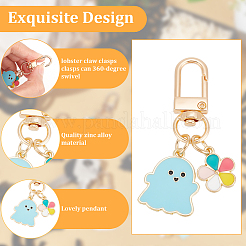 8 шт. 4 цвета Хэллоуин призрак красочный цветок сплав эмаль подвеска украшения&nbsp;HJEW-CP0001-07