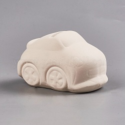 Cadeau créatif de gypse, enfants bricolage peint tirelire embryon blanc, voiture, blanc antique, 9.5x5.95x5.75 cm