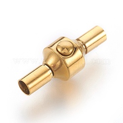 316 Surgical Stainless Steel European Style Clasps, Column, Golden, 22x8.5mm, Hole: 3mm