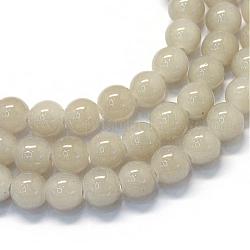 Chapelets de perles rondes en verre imitation jade peint, tan, 8.5~9mm, Trou: 1.5mm, Environ 105 pcs/chapelet, 31.8 pouce
