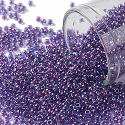 Cuentas de semillas redondas toho, Abalorios de la semilla japonés, (252) color interior aqua / violeta forrado, 11/0, 2.2mm, agujero: 0.8 mm, aproximamente 5555 unidades / 50 g