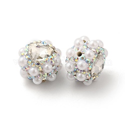 Abalorios de Diamante de imitación de arcilla polímero, con abalorios de imitación, corazón, cristal, 17.5x17x14mm, agujero: 1.6 mm