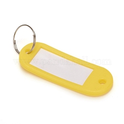 Porte-clés en polyéthylène (PE), avec fenêtre d'étiquette à anneau fendu en fer, pour porte-clés porte-clés, ovale, jaune, 58x22x3mm, Trou: 3~4mm, Taille intérieure: 35x15 mm, anneau: 17.5x2 mm, diamètre intérieur: 16 mm