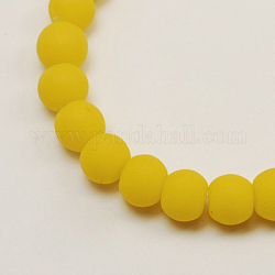 Rubber Glass Bead Strands, Round, Yellow, 8mm, Hole: 1mm, about 105pcs/strand