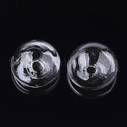 Handgemachte mundgeblasene Glasflaschen, für die Herstellung von Glasfläschchenanhängern, Halbrund, Transparent, 27~27.5x17.5~18.5 mm, Halb Loch: 5~6 mm