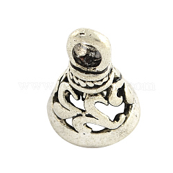 Tibetan Style Alloy Bell Pendants, Lead Free & Nickel Free, Antique Silver, 15.5x10.5x4mm, Hole: 3.5mm