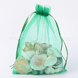 Подарочные пакеты из органзы с кулиской, мешочки для украшений, свадебная вечеринка рождественские подарочные пакеты, зелёные, 23x17 см