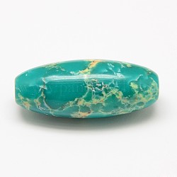 Synthetic Regalite/Imperial Jasper/Sea Sediment Jasper Beads, Dyed, Oval, LightSea Green, 30x12mm, Hole: 1mm