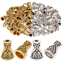 Sunnyclue 100 pièces cônes de perles en alliage 2 couleurs, cône, couleur mixte, 9.5x7mm, Trou: 1.6~4.5mm, 50 pcs / couleur