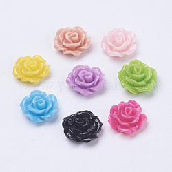 Opaque Resin Cabochons, Flower, Mixed Color, 10x4mm