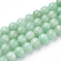 Chapelets de perles naturelles de jade du Myanmar/jade de Birmanie, teinte, ronde, 10mm, Trou: 1mm, Environ 40 pcs/chapelet, 15.1 pouce