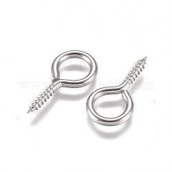 304 Stainless Steel Screw Eye Pin Peg Bails, For Half Drilled Beads, Stainless Steel Color, 17x8.5x1.5mm, Hole: 6mm, Pin: 1.8mm