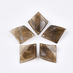 Acrylic Pendants, Imitation Gemstone Style, Rhombus, Camel, 40x32x2.5mm, Hole: 2mm, Diagonal Length: 40x32mm, Side Length: 26mm