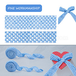 2 rollo de cinta elástica de poliéster de 2 tamaños, para hacer bandas para el cabello, azul aciano, 1 rollo / estilo