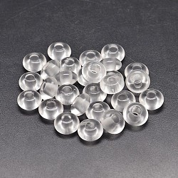 Gemstone European Beads, Quartz with Turmaline, without Core, Large Hole Beads, Rondelle, Clear, 12x8mm