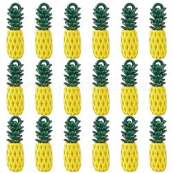 Sunnyclue 20pcs pendentifs en alliage peint par pulvérisation, imitation de fruits, breloque ananas 3d, champagne jaune, 23x7.5mm, Trou: 2mm