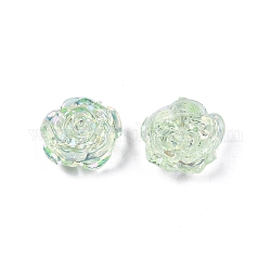 Perles en plastique abs transparent, la moitié foré, fleur, vert pale, 15x16x6.5mm, Trou: 1.2mm