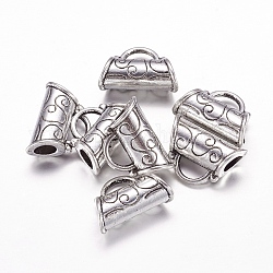 Tibetan Style Alloy Hangers, Bail Beads, Lead Free and Cadmium Free, Antique Silver, 20.5x14.5x9mm, Hole: 5.5mm