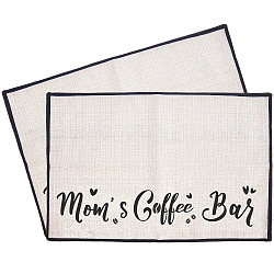 Coffee Theme Cotton and Linen Cup Mats, Daily Supplies, Rectangle with Word, Heart Pattern, 350x500mm