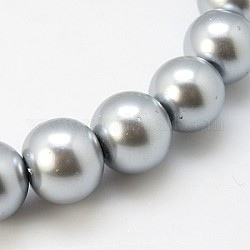 Perlige Glasperlen, perlig, Runde, Silber, Größe: ca. 3mm Durchmesser, Bohrung: 1 mm, ca. 220~230 Stk. / Strang