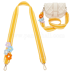 Breite Taschengurte aus Polycotton, mit Häkelblume und Drehverschluss aus Legierung, orange, 102x3.75x0.2 cm