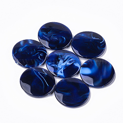 Perline acrilico, stile gemstone imitato, rotondo e piatto, blu scuro, 32x6mm, Foro: 1.6 mm