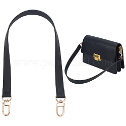 Poignées de sac en cuir de vachette, fermoirs alliage pivotantes, pour les accessoires de remplacement de sac, noir, 56x1.85 cm