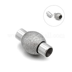 304 Stainless Steel Textured Magnetic Clasps with Glue-in Ends, Stainless Steel Color, 16.5x9mm, Hole: 4mm